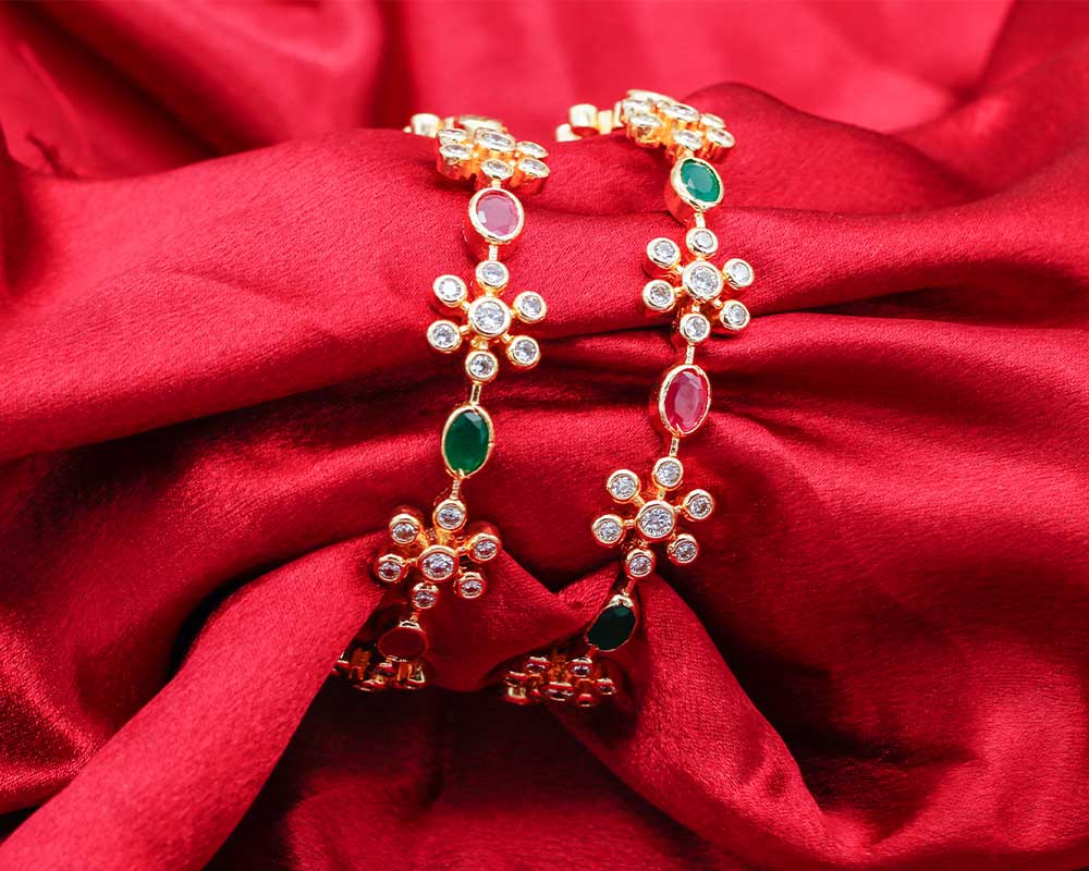 Micro Plated AD Bangles Set,