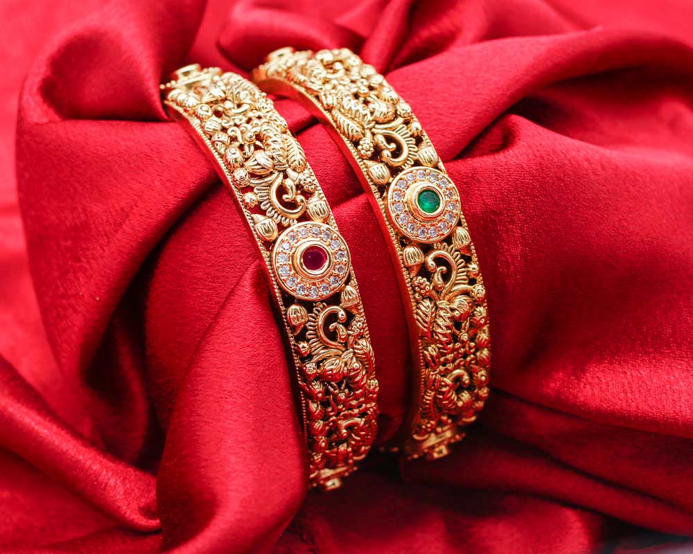 Traditional Peacock Mixed Stones Bangles