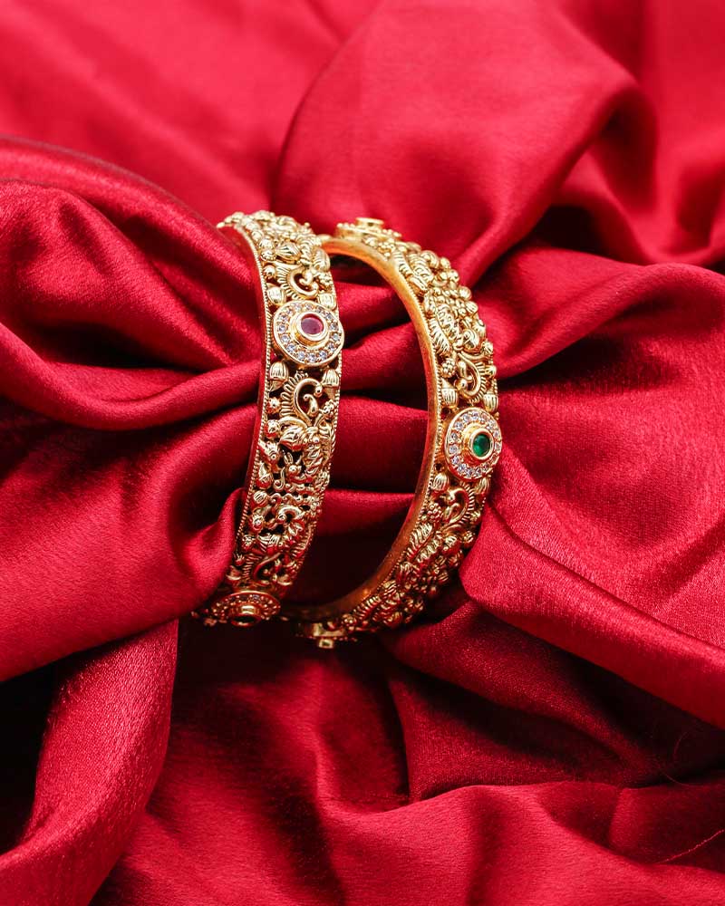 Traditional Peacock Mixed Stones Bangles