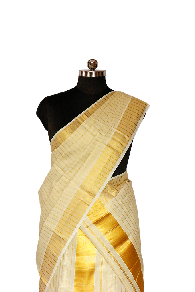 Stripped Tissue Kasavu Set Mundu