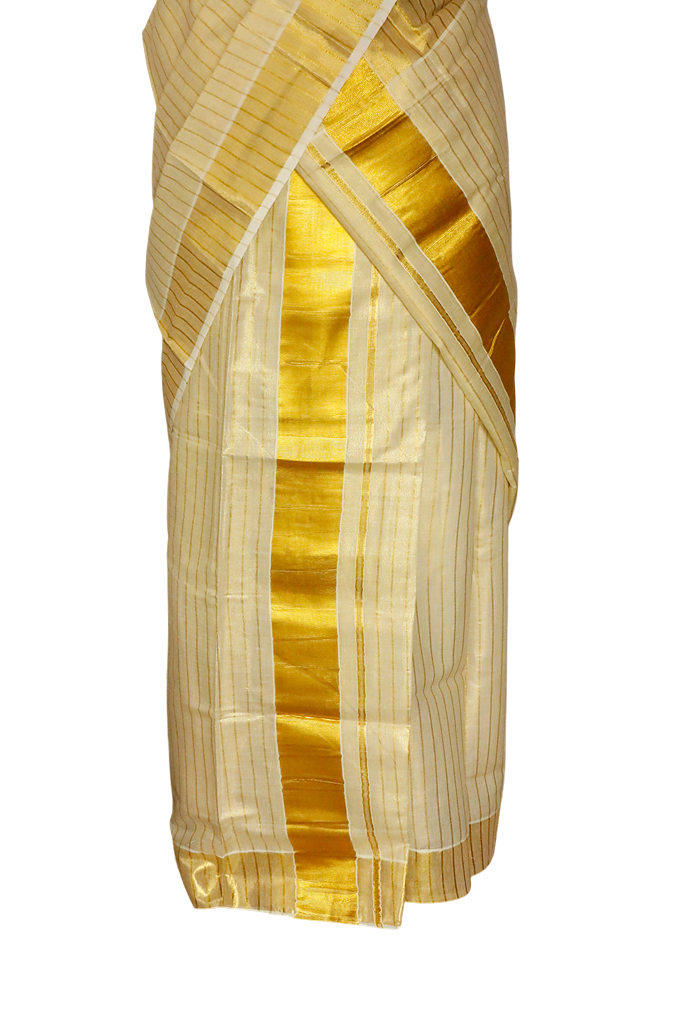 Stripped Tissue Kasavu Set Mundu
