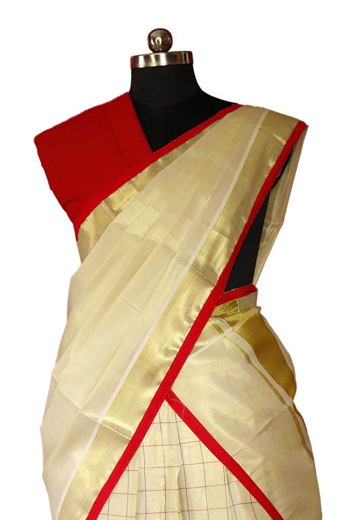 Kerala Traditional Tissue Kasavu Dhavani Set