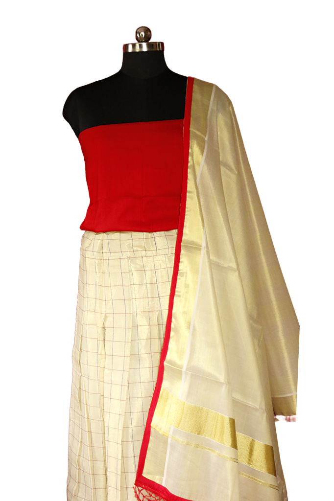 Kerala Traditional Tissue Kasavu Dhavani Set
