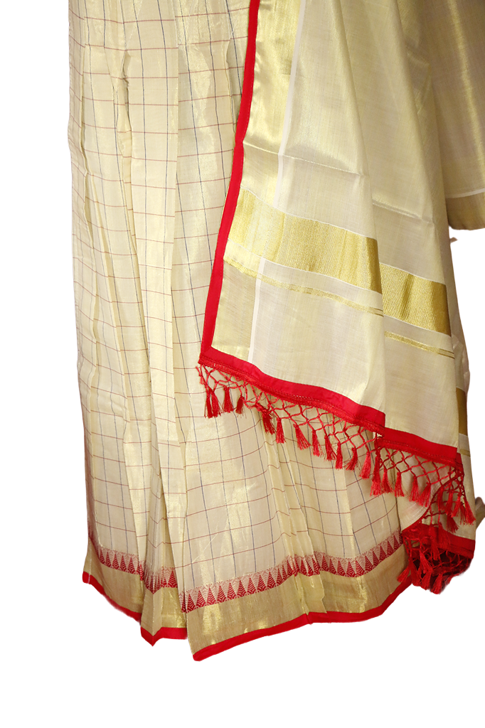 Kerala Traditional Tissue Kasavu Dhavani Set