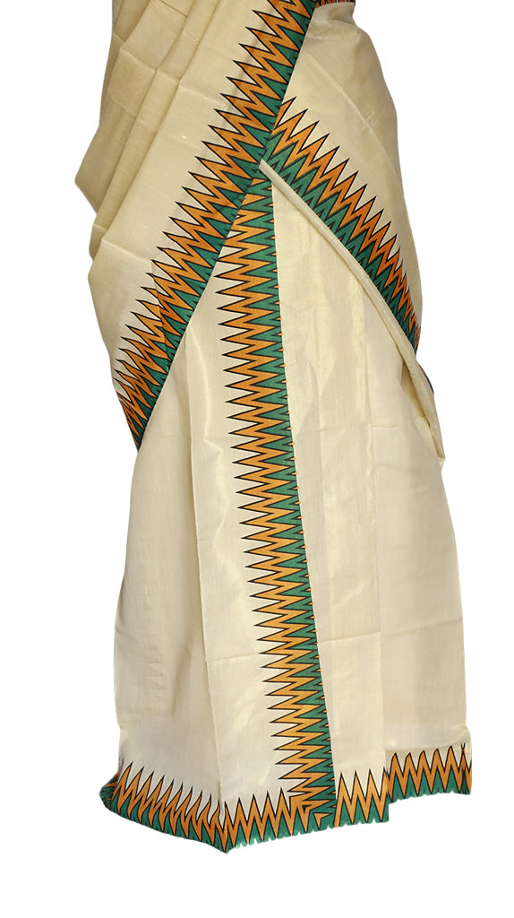Zig Zag Print Kerala Traditional Tissue Set mundu.