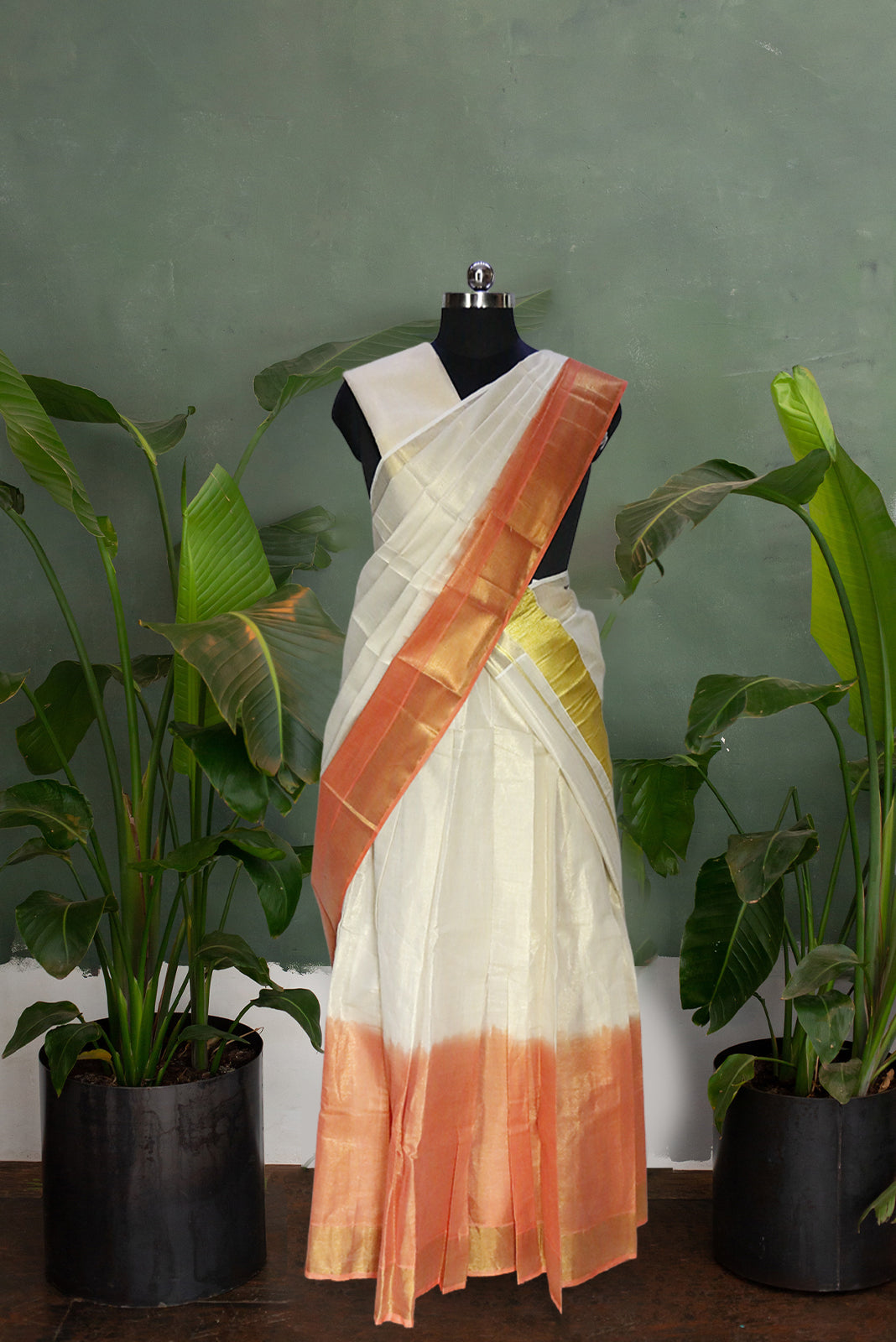 Tie and Dye Orange Tissue Dhavani Set