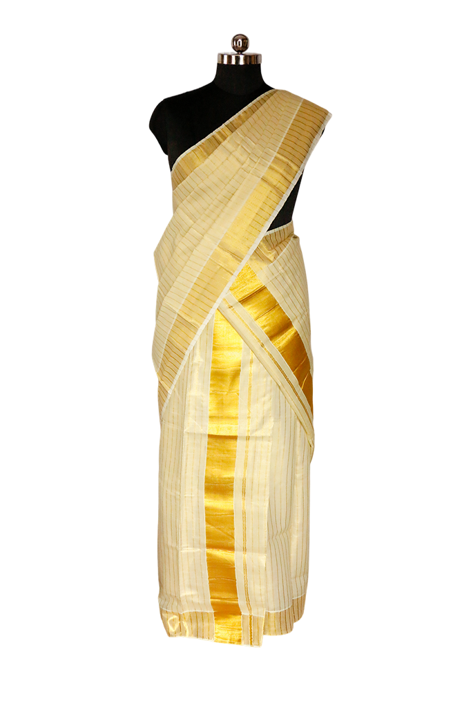 Stripped Tissue Kasavu Set Mundu