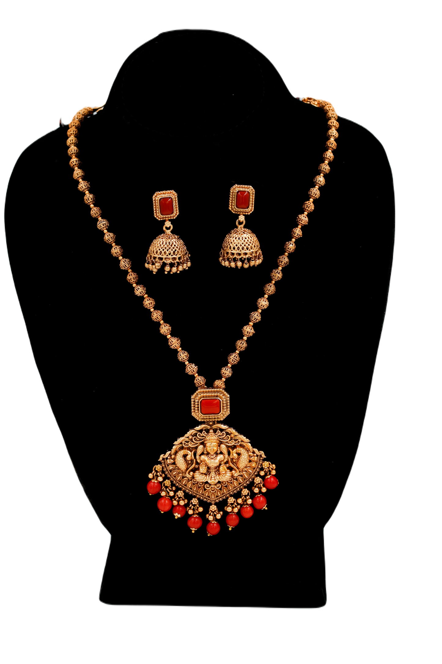 Coral Lakshmi Necklace Set