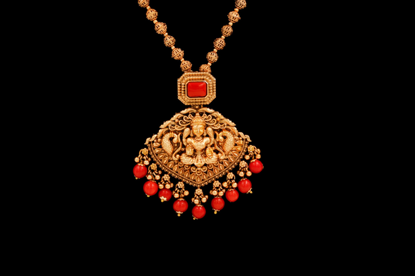 Coral Lakshmi Necklace Set