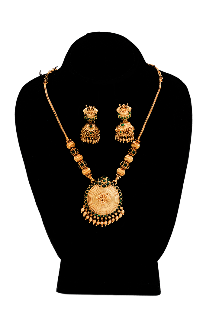 Lakshmi Dollar Necklace Set ( Green)