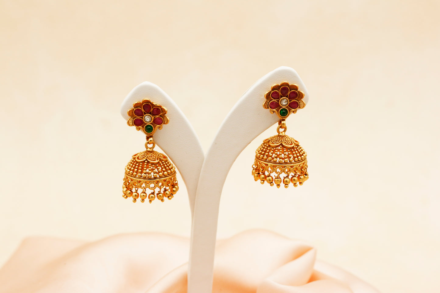 Golden Blossom Kempstone Jhumka