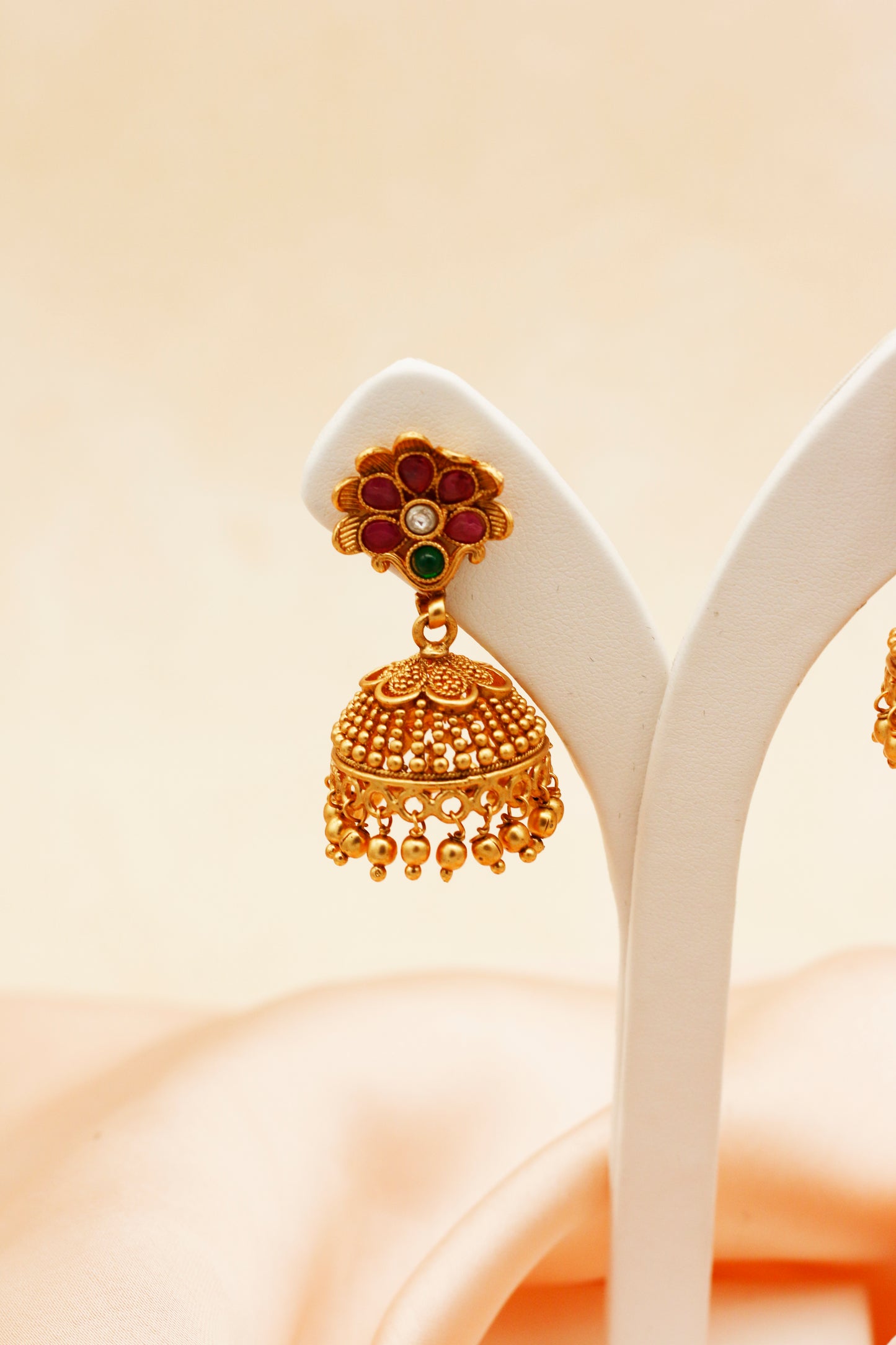 Golden Blossom Kempstone Jhumka