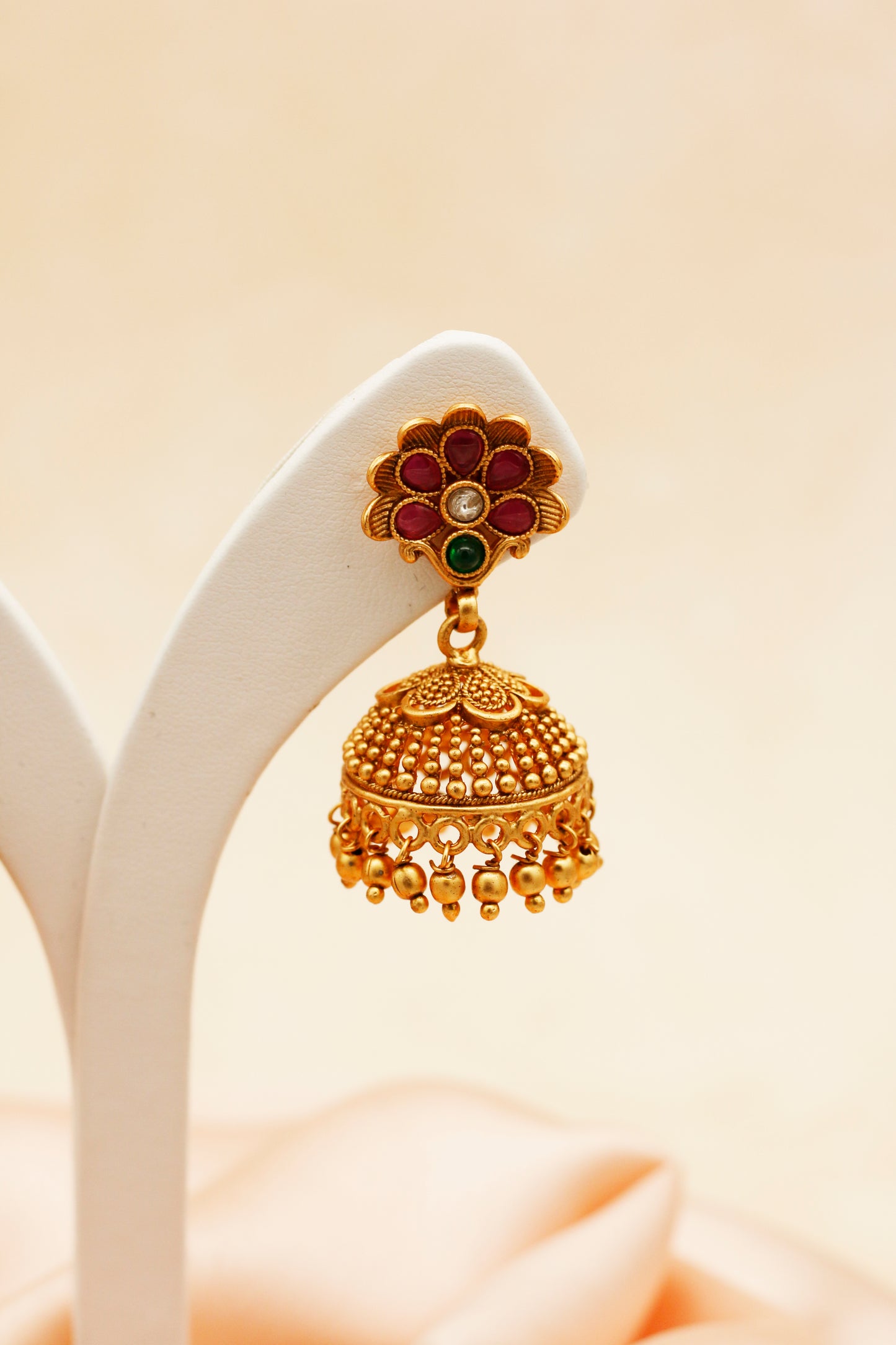 Golden Blossom Kempstone Jhumka