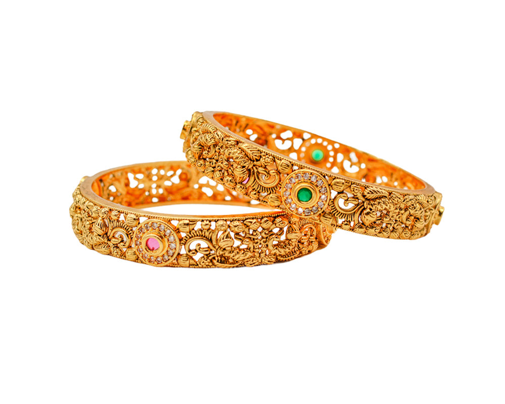Traditional Peacock Mixed Stones Bangles