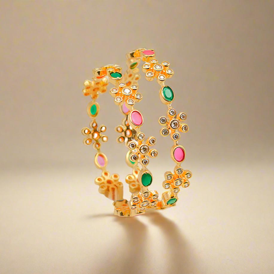Micro Plated AD Bangles Set,