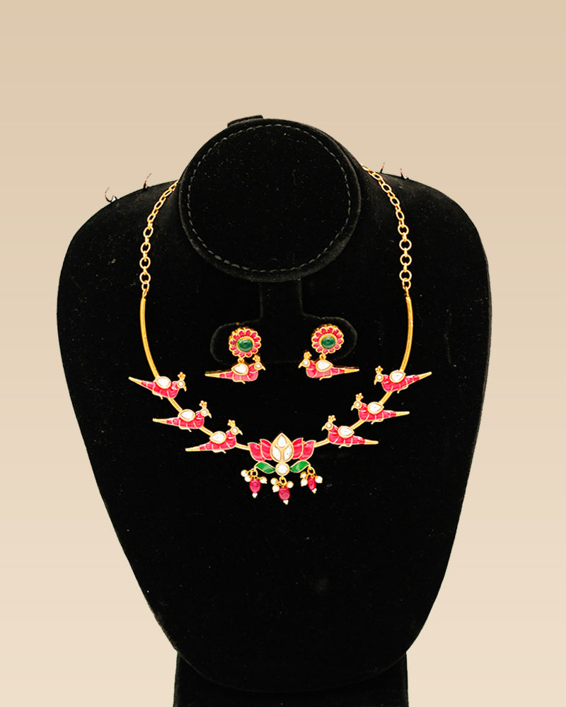 Microplated Bird Necklace/Choker with Earing.
