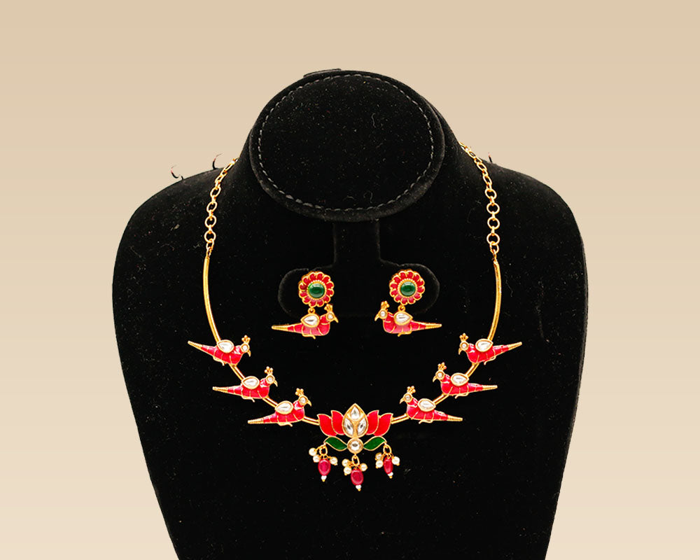 Microplated Bird Necklace/Choker with Earing.