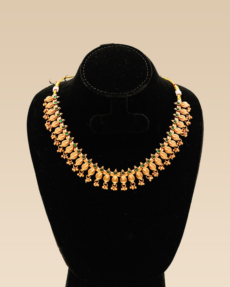 Traditional Gold Plated Necklace With Earings