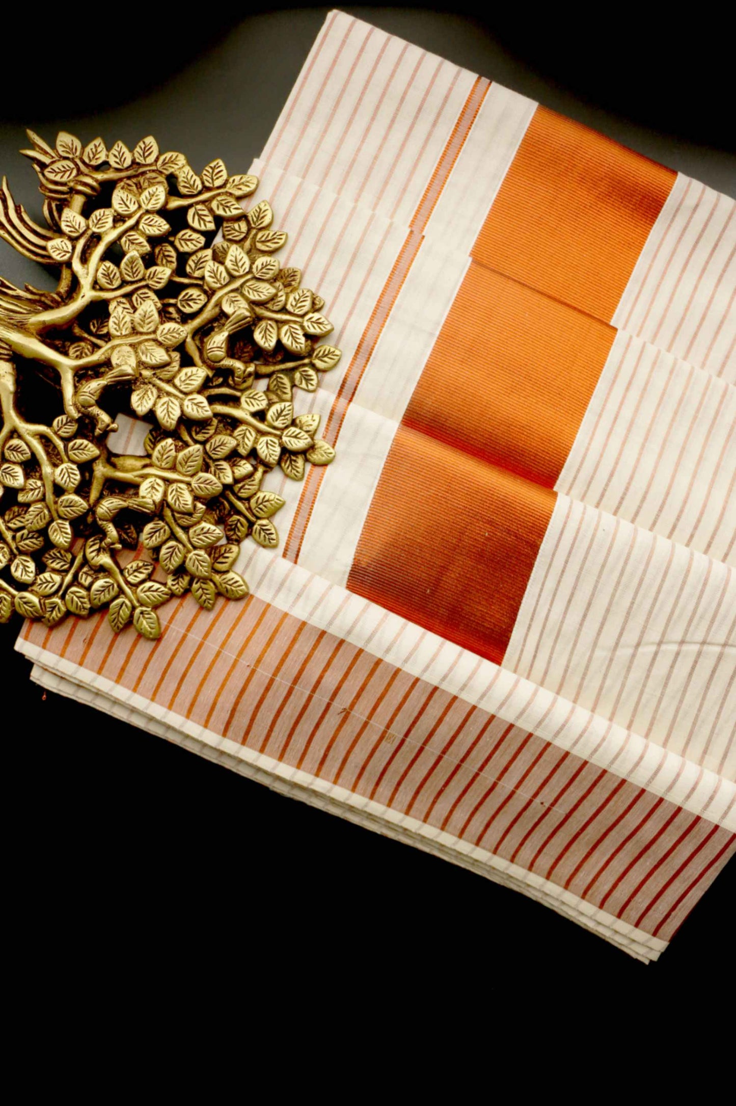 Kerala Copper Cotton Kasavu Saree