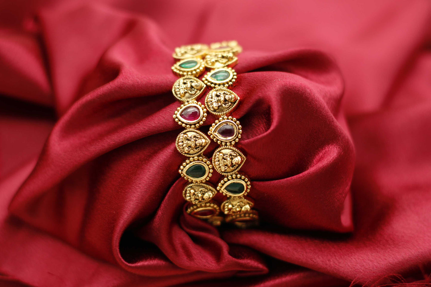 Multicolour Lakshmi Dual Stone Bangles
