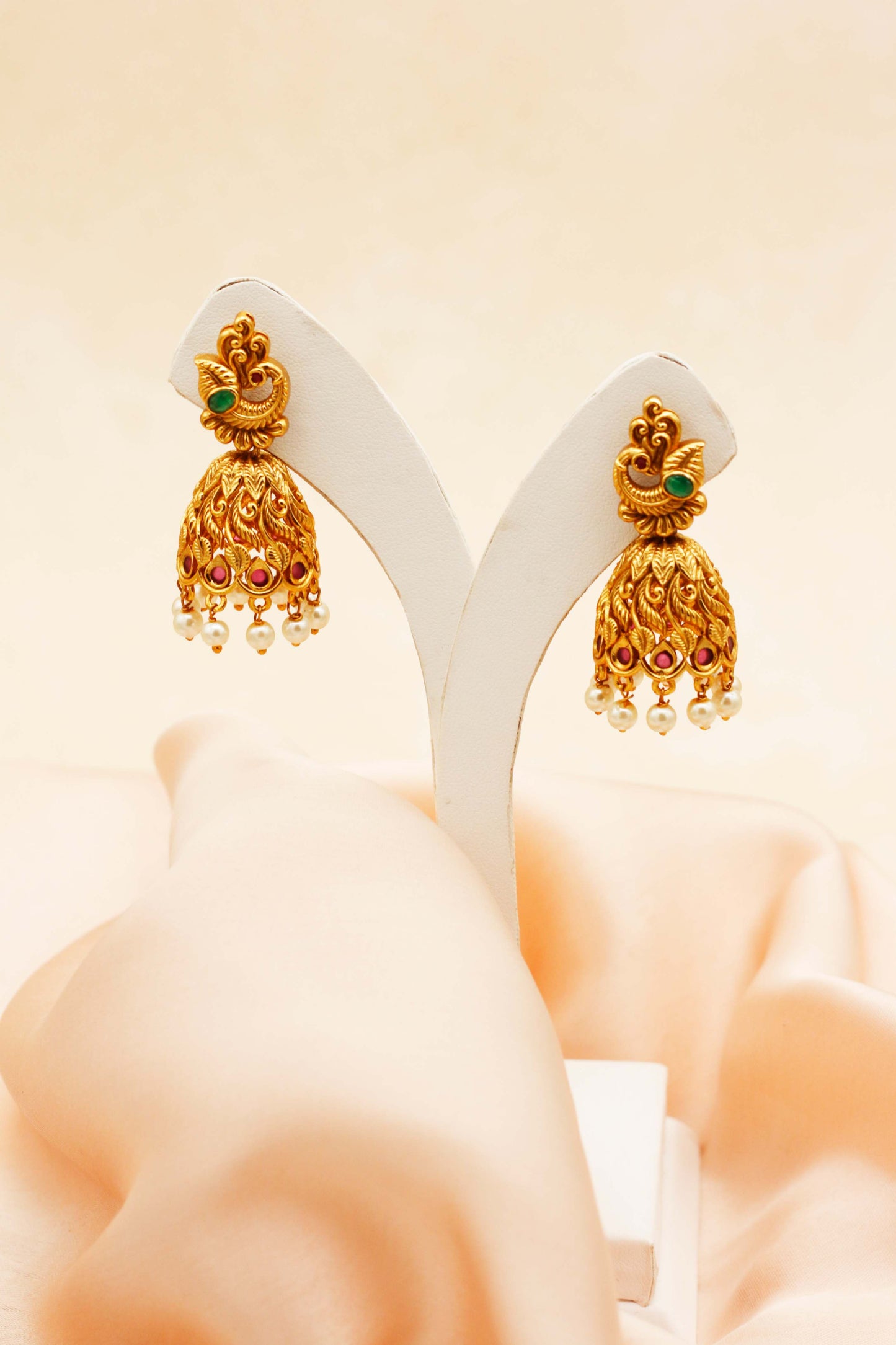 Antique Peacock Jhumka Set