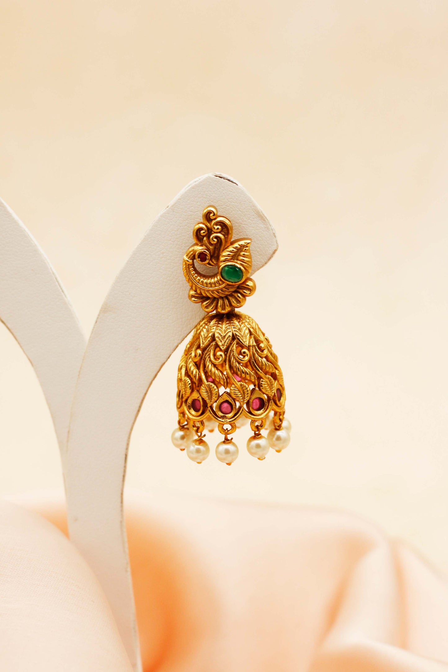 Antique Peacock Jhumka Set