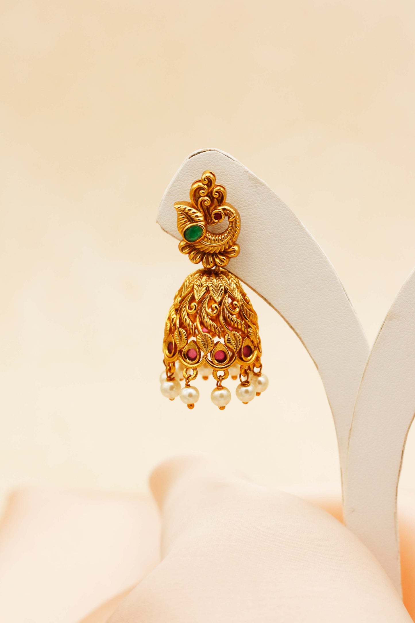 Antique Peacock Jhumka Set