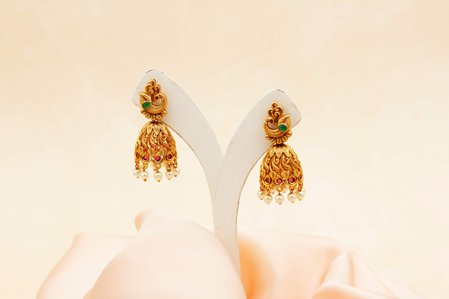 Antique Peacock Jhumka Set