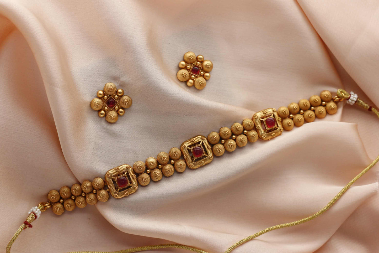 Maroon Monalisa Stone Sufi Choker Set