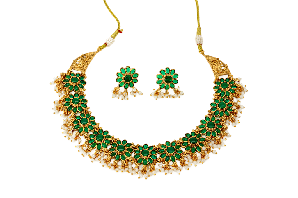 Flower Kemp Guttapusalu Necklace Set.