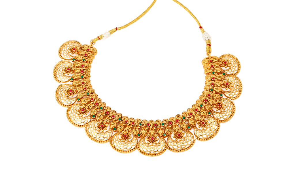 Chandhubali Floral Antique Kemp Necklace Set