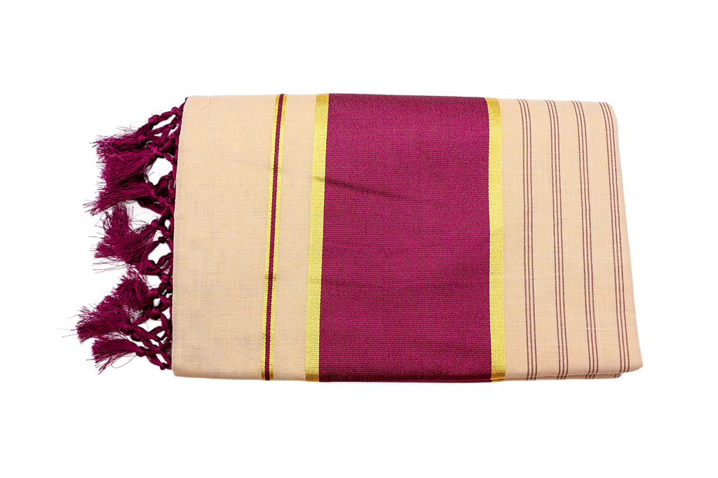 Purple Checked Golden Tissue Saree