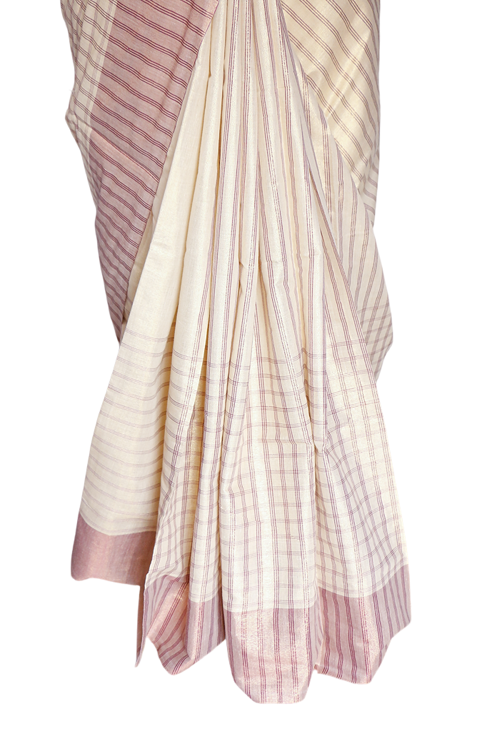 Purple Checked Golden Tissue Saree