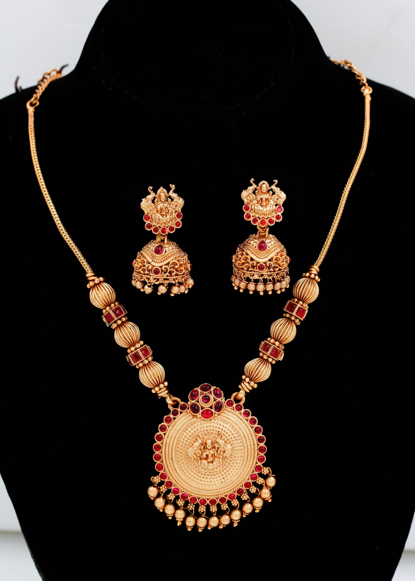 Red Lakshmi Dollar Necklace