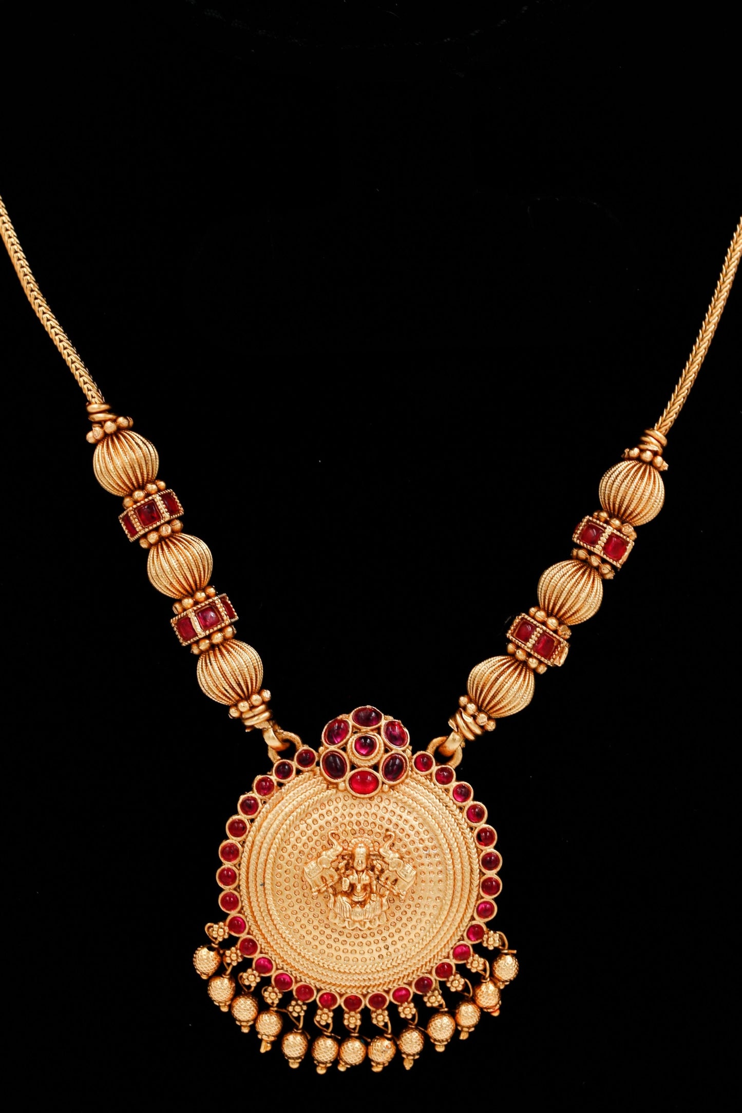 Red Lakshmi Dollar Necklace