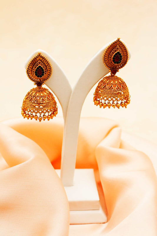 Thilak Jhumka with Gold Bead Dangles