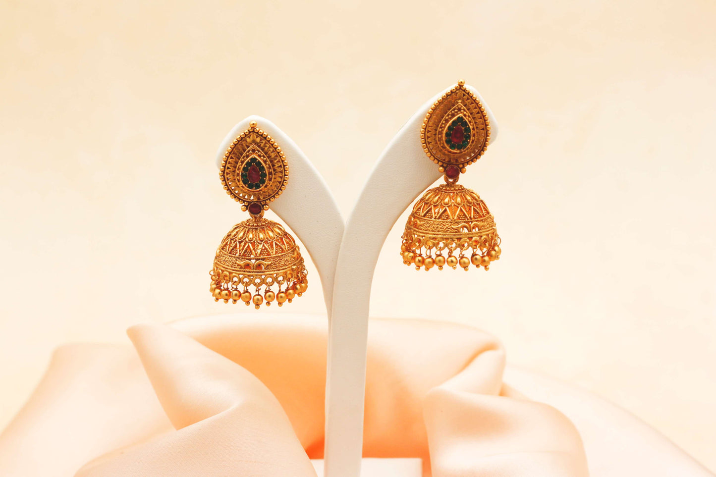 Thilak Jhumka with Gold Bead Dangles