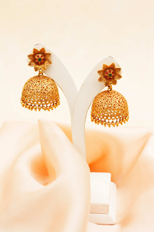 Regal Blooms Antique Floral Jhumka