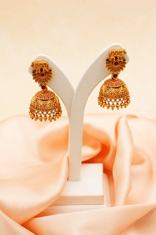 Golden Elephant Kempstone Jhumka